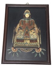 Vintage Chinese Hand Carved Hardstone Mosaic Qing Dynasty Emperor Frame Picture picture