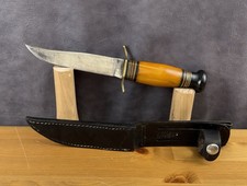 Vintage Kinfolks MY65 Butterscotch Hunting Knife w/ Sheath USA picture