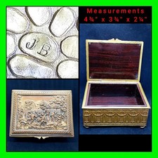 Rare Authentic Antique Repousse Denmark Ornate Bronze Box With Wood Lining Heavy picture