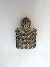 Vintage 1930's Mini Perfume Bottle Silver Tone Filigree French Art Nouveau picture