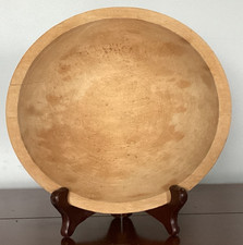 Vintage Munising Wooden Dough Bowl Rustic Slightly Oval Farmhouse Style picture