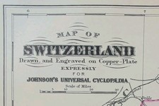 Antique 1885 SWITZERLAND Map  ~ Authentic Old Original AJ JOHNSON COPPER PLATE picture