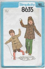 Vintage 70s Simplicity Pattern 8635 Child's Unlined COAT or JACKET Detach Hood 3 picture