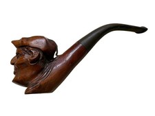 Handmade Carved Men’s Head French Vintage Tobacco Smoking Pipe picture