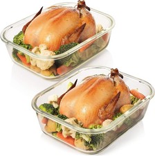 Razab 10 Cups/ 80 Oz 4 Pc (Set of 2) Glass Food Storage 2260 ml / 80 oz, Blue picture