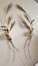Mid-Century Modern Homco Metal Wheat Stalk Wall Decor - Matching Pair Vintage picture
