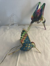 Hummingbird Lovers Lot Of 3 Unusual Handblown And Cloisonne picture