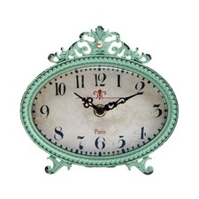 NIKKY HOME Vintage Table Clock, French Turquoise Color Rococo Style Desk Clock picture