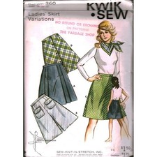 Vintage 1972 Kwik Sew 360 Ladies Skirt Variations Sewing Pattern Size 18 20 22 picture