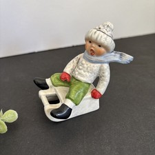 Hummel/Goebel Boy on Sled Flying Scarf Porcelain Figurine 13904-07 Signed Piece picture