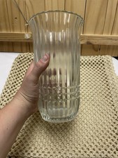FTDA 1986 Vintage Glass Flower Vase with Flared Top and Ribbed Design 10in picture