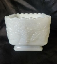 White Milk Glass Square Candy Pedestal 4