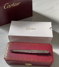 Cartier Santos Ballpoint Pen Silver Trim Luxury Writing Instrument Full Box New picture