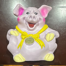 Happiness Is... Pig Piggy Bank with Yellow Bow, Animal Theme picture