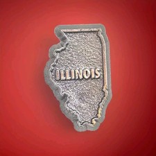 Illinois State Shape Travel Pin Vintage Plastic Collectible Souvenir picture