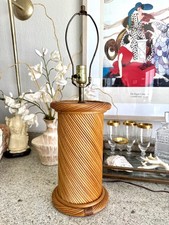 Vintage Pencil Reed Spiral Column Table Lamp Honey Color picture