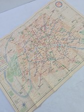 Original WWII Era Paris Metro Map 1940s CMP France Vintage Folding Map picture
