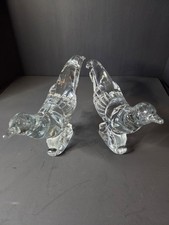 Vintage Paden City Glass Chinese Pheasant Figurines Clear Art Glass Pair 13