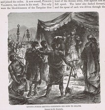 Lucius Junius Brutus, Founder of the Rome, Condemning Sons -1894 Page of History picture