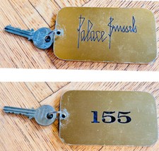 Vintage Palace Brussels Belgium Bruxelles Gold Aluminum Hotel Room Key Fob #155 picture