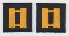 CAPT Captain DARK GOLD on BLACK collar lapel patches 1.5