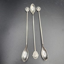 3 Vintage Holland America Line HAL 8” Cocktail Spoons H Hooijkaas Silverplate picture