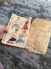 Vintage 1950a Simplicity 1201 Size 16 Bust 34 Womens Blouse And Over Blouse picture