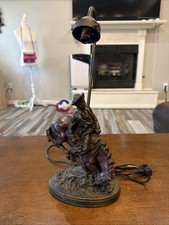 Cowboy Table Lamp Bronco Buster Style Vintage Lamp Working Bronze picture