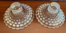 Vintage White Opalescent Hobnail Moonstone Candle Holders Sticks Tapers~ 2.5” picture