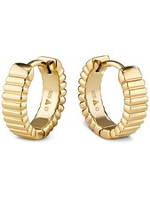 DEVATA Ribbed Hoop Earrings in Gold Plated Sterling Silver 925 DRS8122 picture