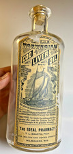 Antique Milwaukee Wisconsin Ideal Pharmacy Cod Liver Oil Label Bottle T Baarth picture