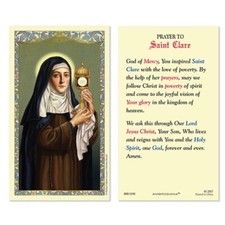 Laminated St. Clare Holy Prayer Card Catholic picture