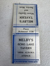 Matchbook Cover Vintage Melby’s Tavern Washington picture