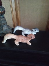 VINTAGE JAPAN SQUIRREL FIGURINE SET OF TWO GRAY & BROWN CUTE FIGURALS picture