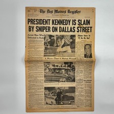 JFK 1963 Des Moines Register President Kennedy is slain by Sniper on Dallas St. picture