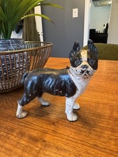 Antiquer Cast Iron Boston Terrier Dog Door Stop, Original Paint, Hubley Style picture