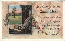 Carmel ME Maine Landscape Greeting c1900-20s Vintage Postcard picture