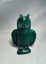 Gemstone 4” Malachite Hand Carved Crystal Owl Sculpture, Crystal Healing picture