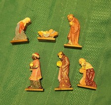 VTG Anri Hand Carved Creche Nativity Italian Tyrolean Mountains Miniatures Set 6 picture