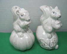 Vintage Ceramic Squirrels on Acorn / Pumpkin Salt Pepper Shakers picture