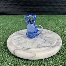 Koala Blue Hand Blown Art Glass Small Cat Kitten Kitty Figurine picture