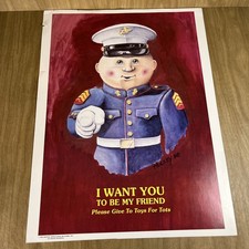 Vintage 1989 Cabbage Patch Kid Toys For Tots Advertisement Poster 24x18” Signed picture