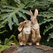 1pc Easter Figurine Rabbit Easter Bunny with Flower Crowns Easter Figurine Decor picture