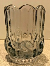 Vintage Art Glass Clear Glass Beaded Oval Toothpick Holder picture