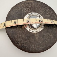 Vintage Lufkin Hi-Line 100 Foot FT Measuring Tape Woven Non Metallic USA AGED picture