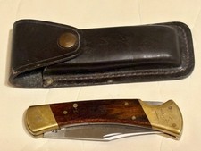 Vintage Sears Craftsman 95206 Large Lockback Folding Knife USA W/Leather Sheath picture