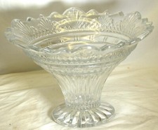 Crystal Footed Pedestal Fruit Bowl Centerpiece Diamond Fan Vertical Cut picture