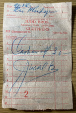 1911 ASTORIA, OREGON - JUDD BROS. CLOTHIERS old store receipt 557 COMMERCIAL ST. picture