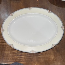 Noritake Cortez Porcelain Dinnerware Platter 16 In X 12 IN Flower & Gold Trim picture