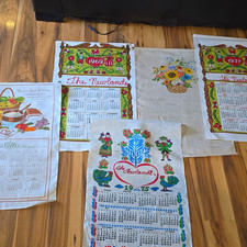  Vtg  Calendar Kitchen Tea Towels Lot of 5 picture